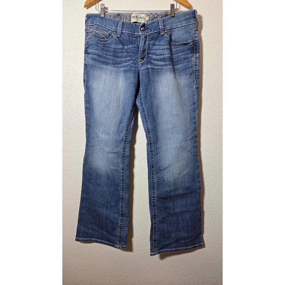 Ariat Jeans Women's 33R‎ Blue REAL Denim Mid Rise Boot Cut Western Cowgirl Rodeo